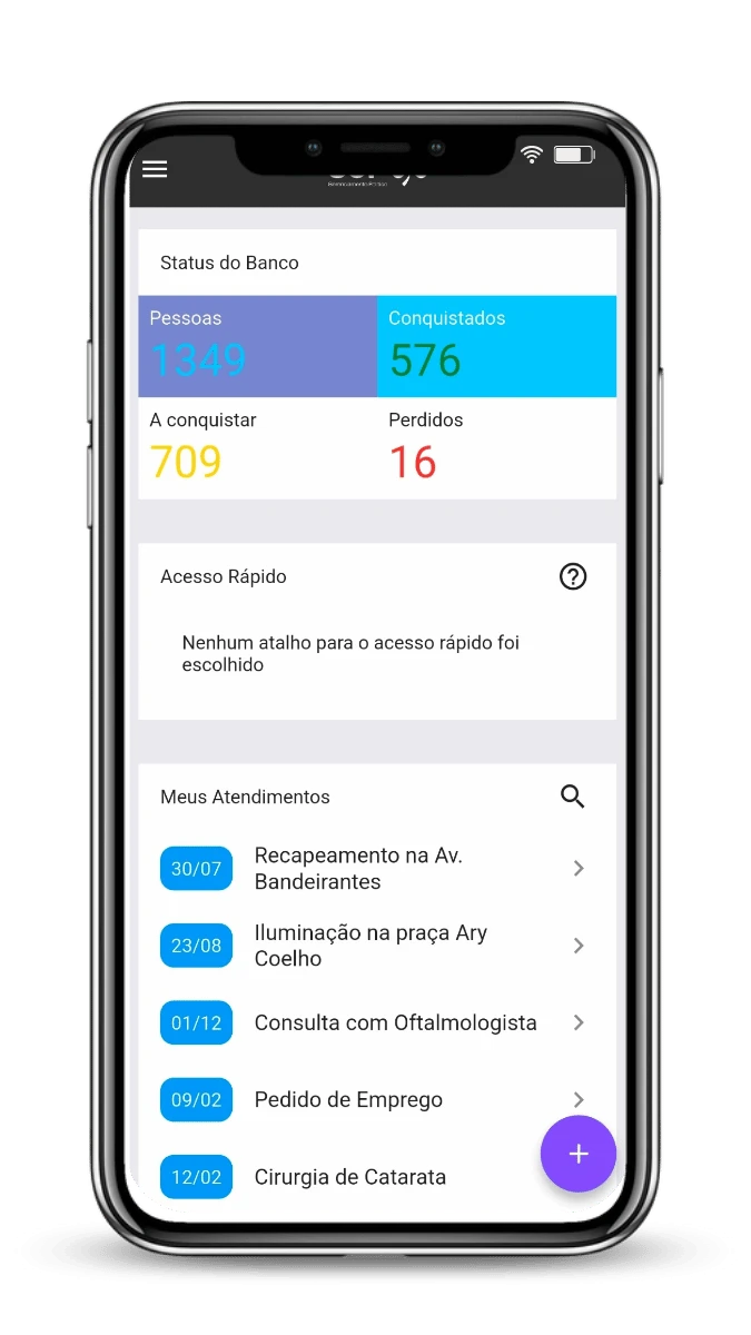 Panel de la app móvil del SGP